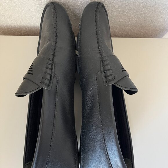 Emporio Armani Men\'s Black Leather Driver Loafers Shoes Size 8